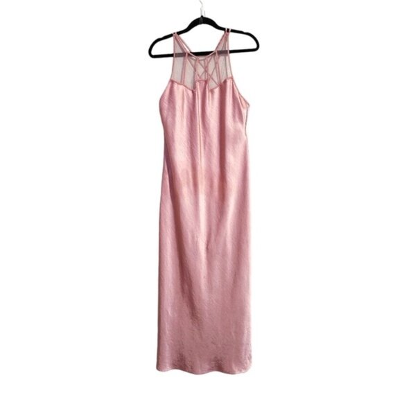 VICTORIA'S SECRET x VINTAGE gold label pink satin maxi dress L - Picture 2 of 7
